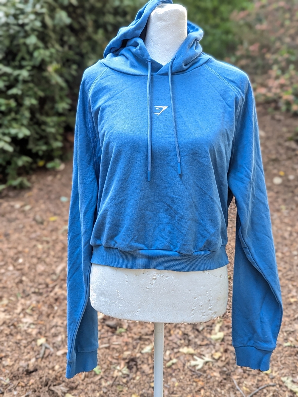 ​Gymshark Training Cropped Hoodie Blue XL - Cinched Elastic Waist Pullover B3A6G
